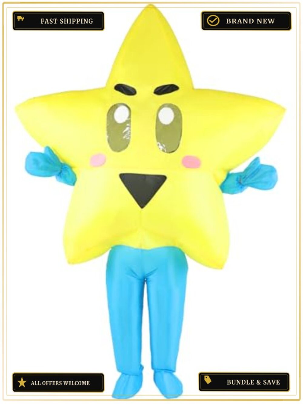 Adult Inflatable Super Star Costume Halloween Full Body Blow Up Suit